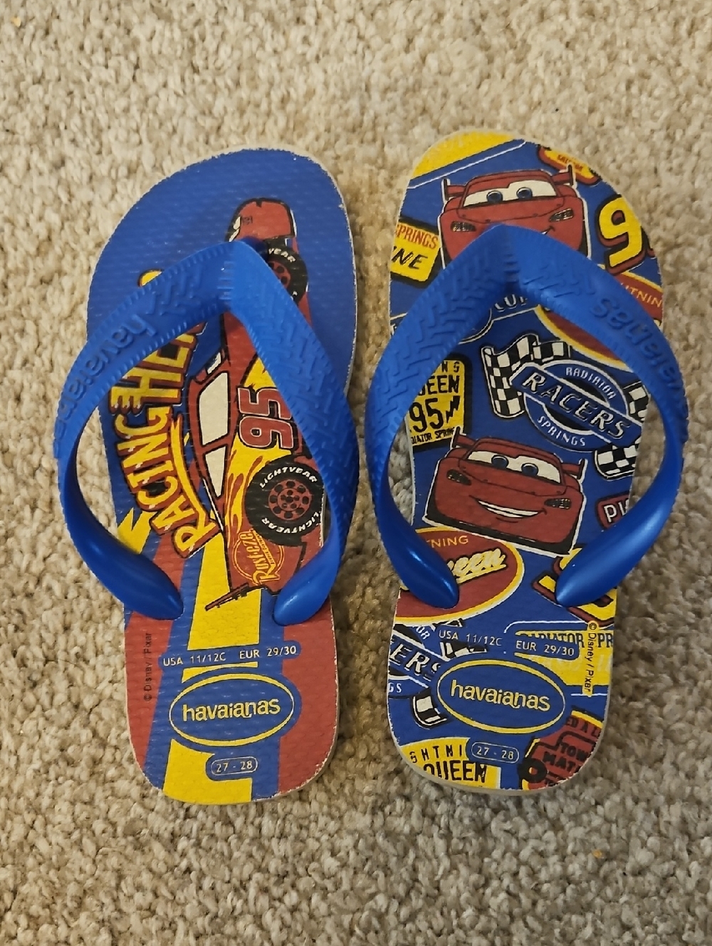 Havaianas Kids Cars Graphic Flip Flops - Blue, Red, Yellow